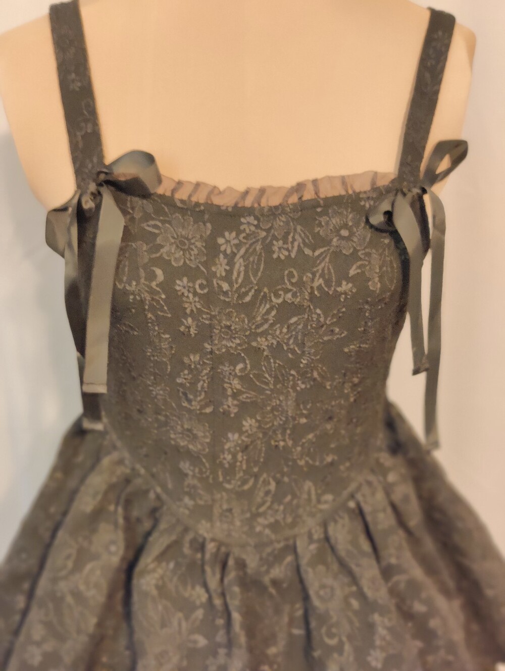 Trixxi modern Whimsygoth Flouncy Burlesque Lace Ribbon dark Romance Mini Dress S - Picture 2 of 11